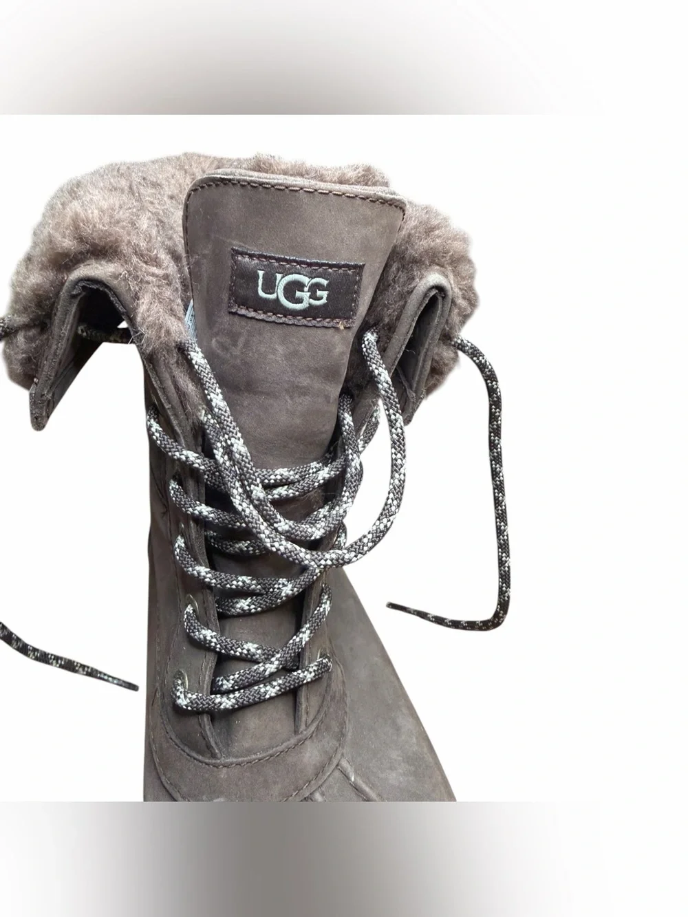 UGG Men’s Butte Logo Waterproof Boots Brown Men’s Size 12 Shearling Vibram Like